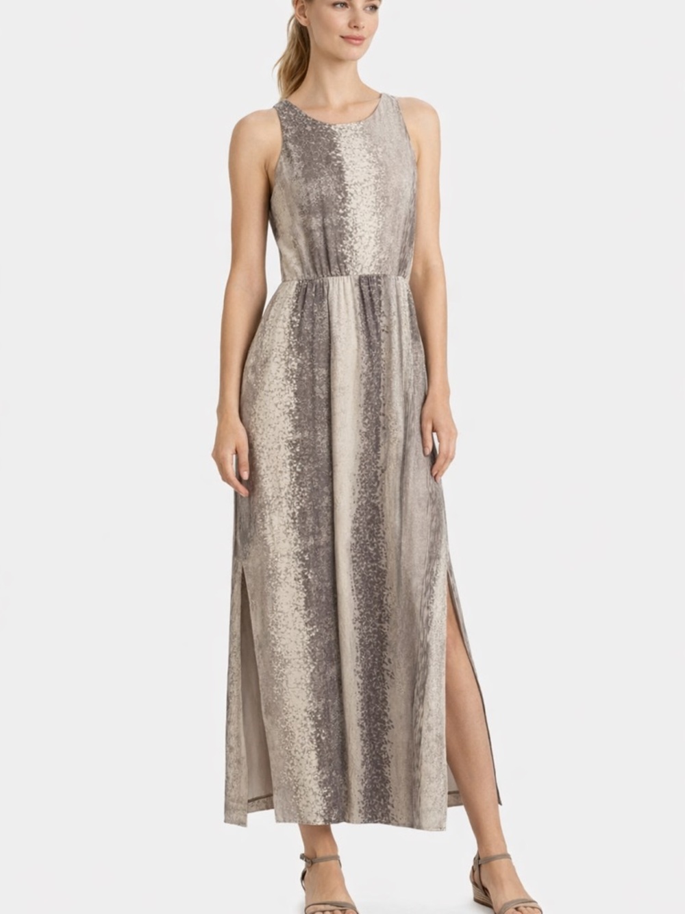 Walter Baker Abstract Print Maxi Dress-Side Slits-Fully Lined To Knee